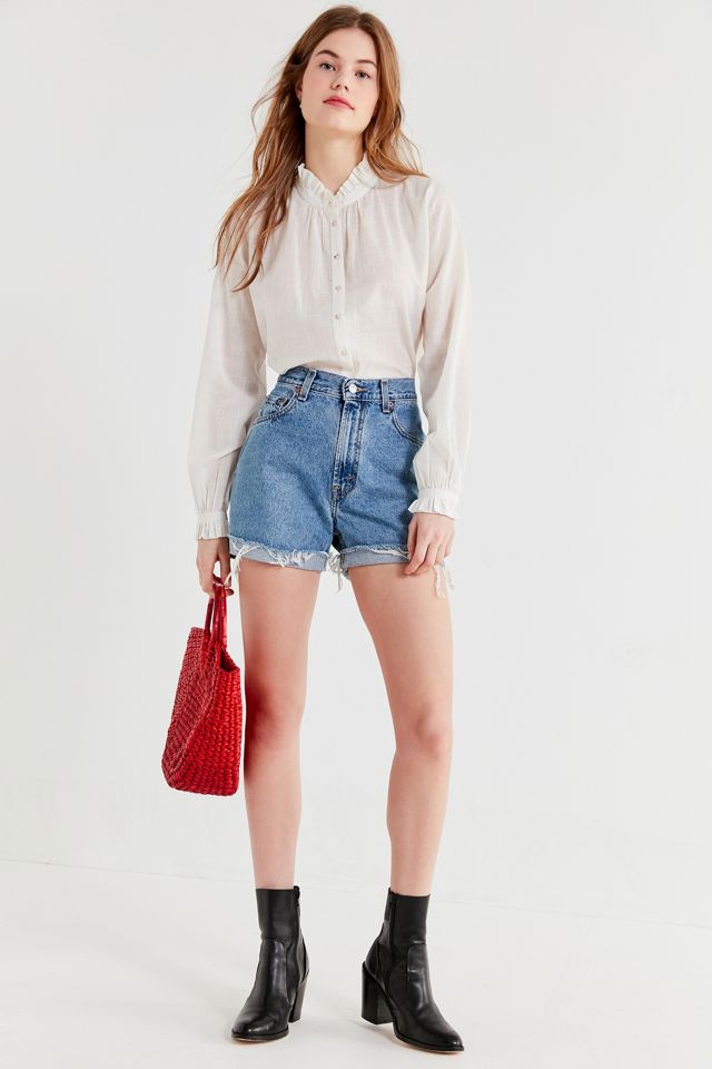 UO Madelyn Ruffle Collar Button-Through Top #1