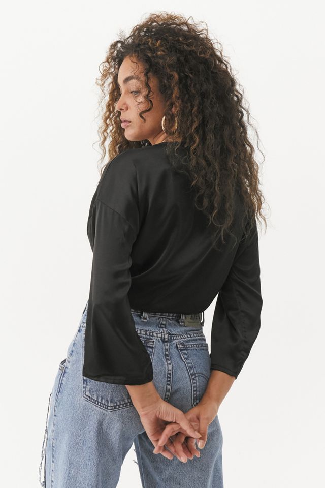 UO Nicole Satin Tie-Front Top #3