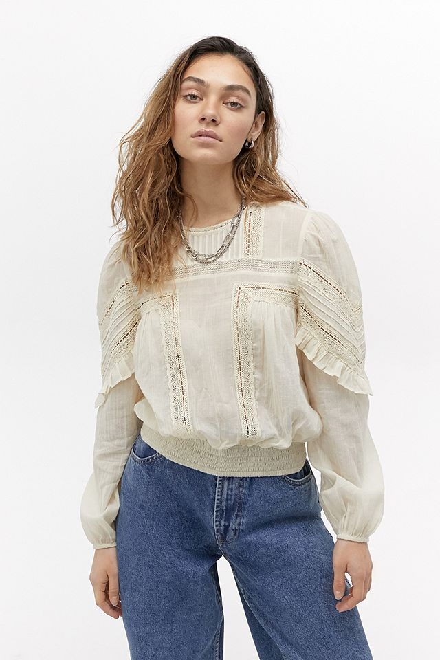 UO Harper Broderie Blouse | Urban Outfitters UK