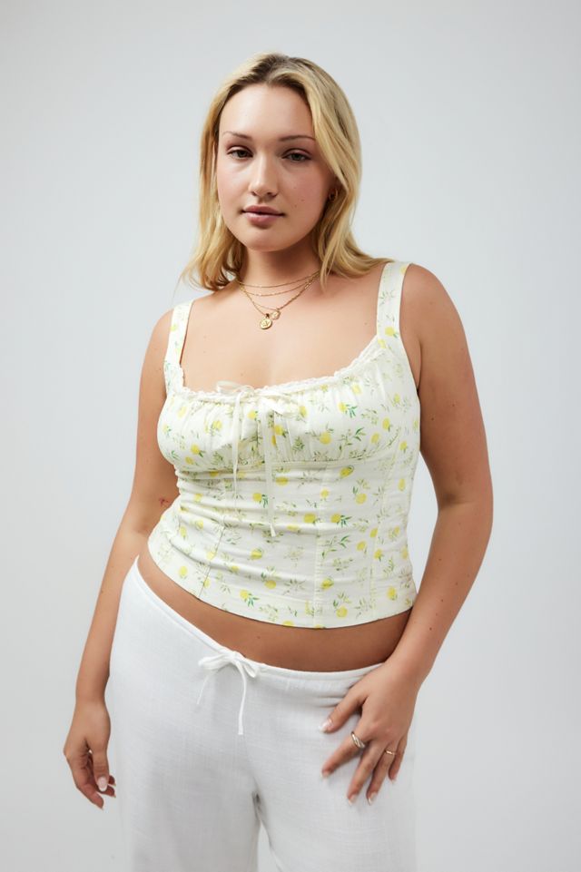 Kimchi Blue Lennon Lemon Print Linen Cami Top #5