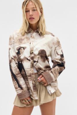 BDG Printed Denim Shirt M at Urban Outfitters