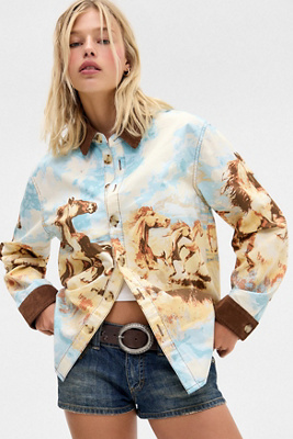 Chemise en denim imprimé en taille: XS - BDG - Modalova