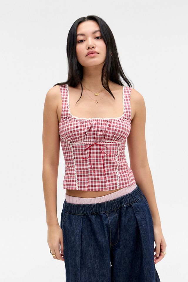 Top in Lino a Quadri Leela Kimchi Blue #2