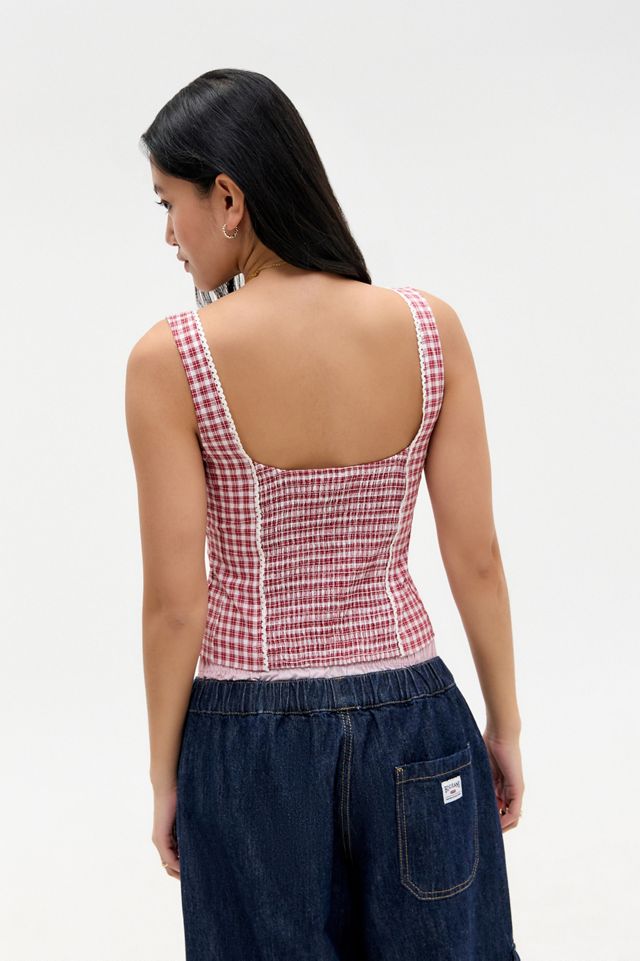 Top in Lino a Quadri Leela Kimchi Blue #3