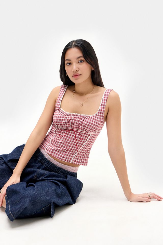 Top in Lino a Quadri Leela Kimchi Blue #4
