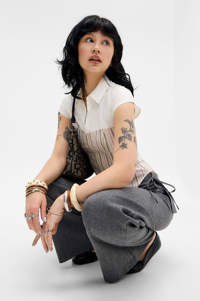 Silence + Noise Lila Hybrid Hemd #1