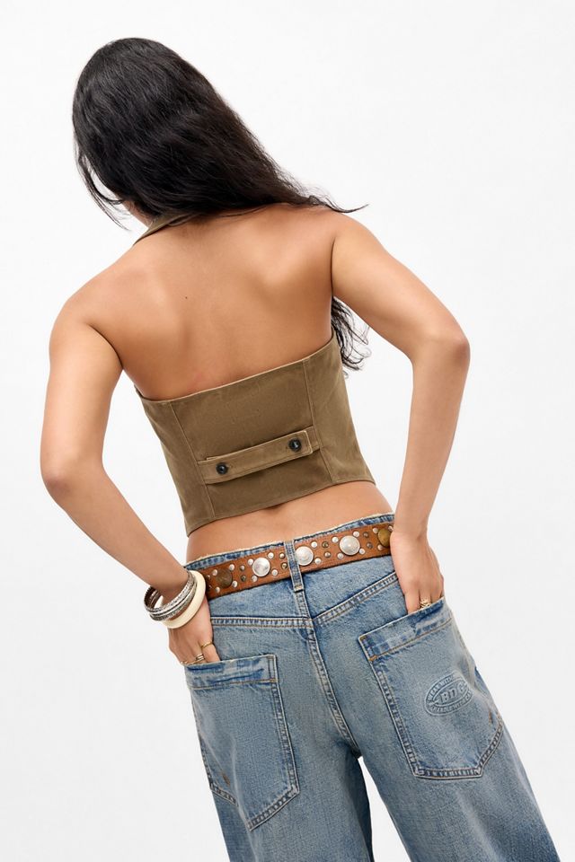 Silence + Noise Top Halter Esme in Finta Pelle Scamosciata #3