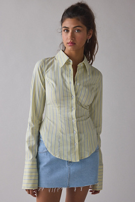 UO Leilani Shirt - Light Yellow S at Urban Outfitters
