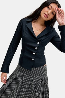 Silence + Noise Vix Poplin Asymmetric Shirt