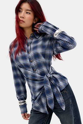 BDG Luca Check Side Tie Shirt