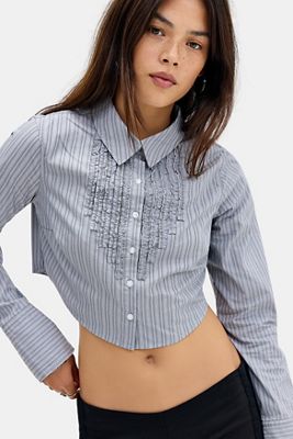 BDG Primrose Stripe Cropped Shirt