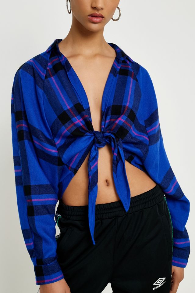 BDG Courtney Tie-Front Flannel Top #1