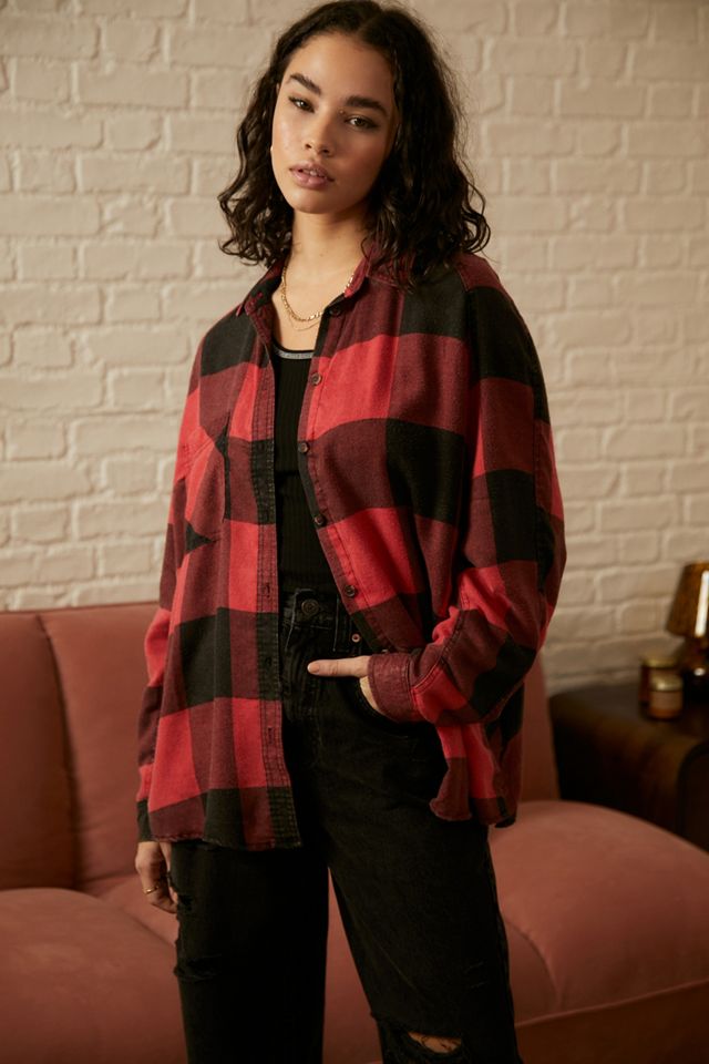 BDG Red & Black Keanu Flannel Shirt | Urban Outfitters UK