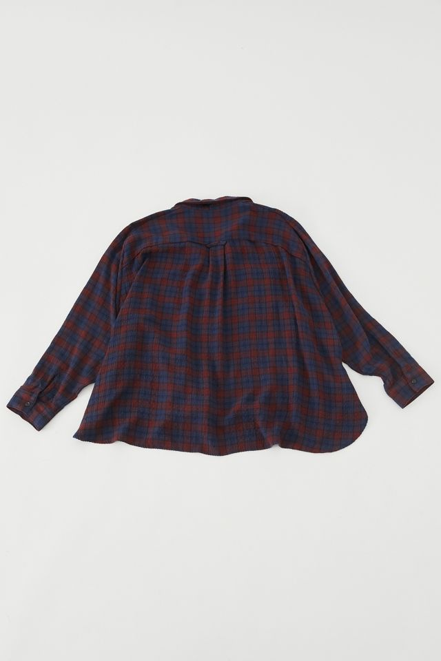 BDG Lachlan Drapey Red Flannel Button-Down Shirt #4