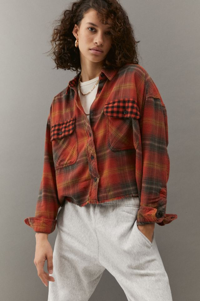 BDG Rayne Flannel Boxy Cropped Button-Down Shirt | Urban Outfitters UK