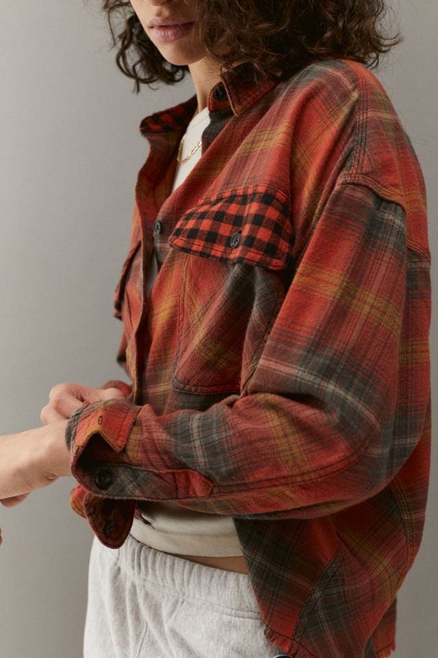 BDG Rayne Flannel Boxy Cropped Button-Down Shirt #1