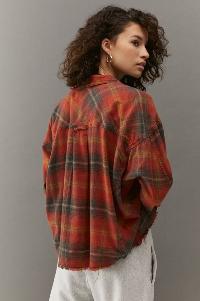 BDG Rayne Flannel Boxy Cropped Button-Down Shirt #2