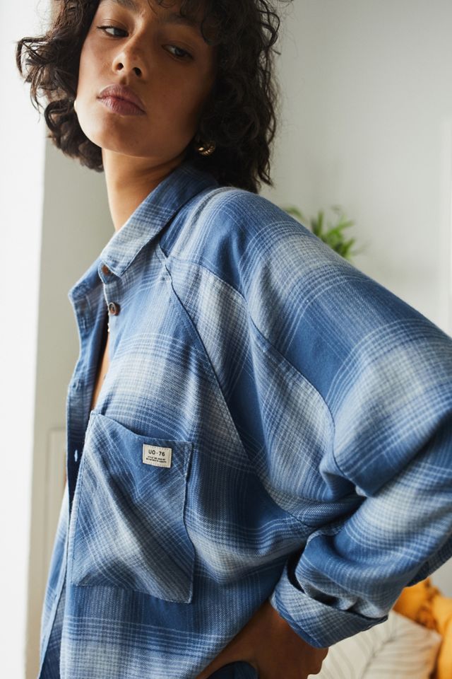 UO - Chemise en flanelle Brendan ton sur ton bleue #1