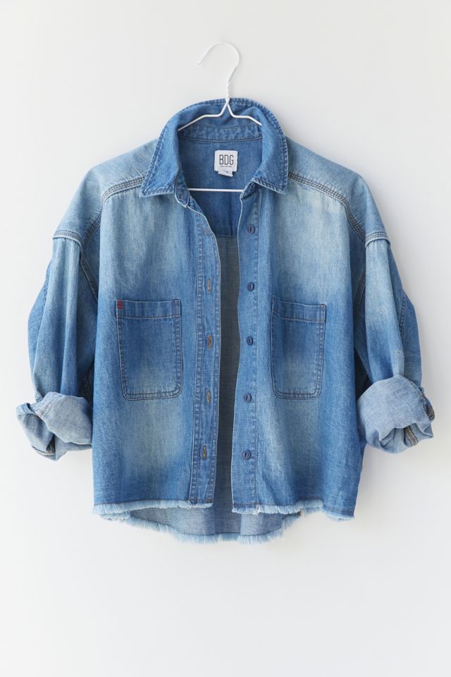 BDG Rayne Denim Button-Down Cropped Shirt | Urban Outfitters UK