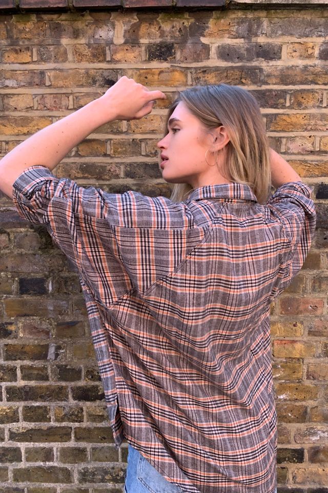 UO Brendan Tan Drapey Button-Down Shirt #2