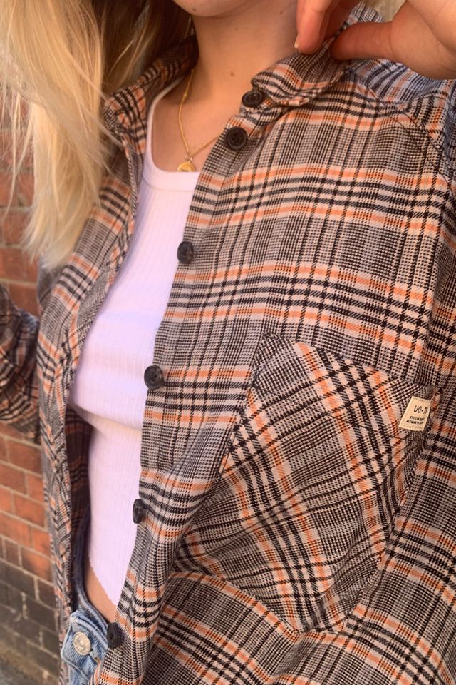 UO Brendan Tan Drapey Button-Down Shirt #3
