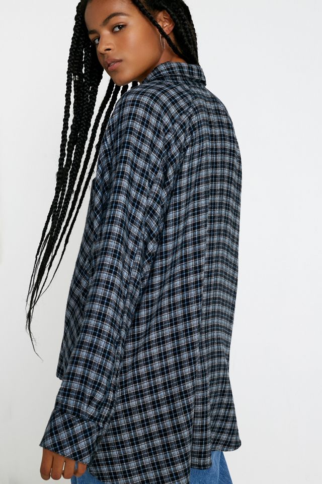 UO Brendan Navy & Black Drapey Button-Down Shirt #3
