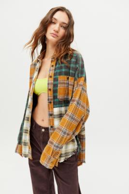 BDG Ted Brown Patchwork Flannel Shirt | Urban Outfitters UK