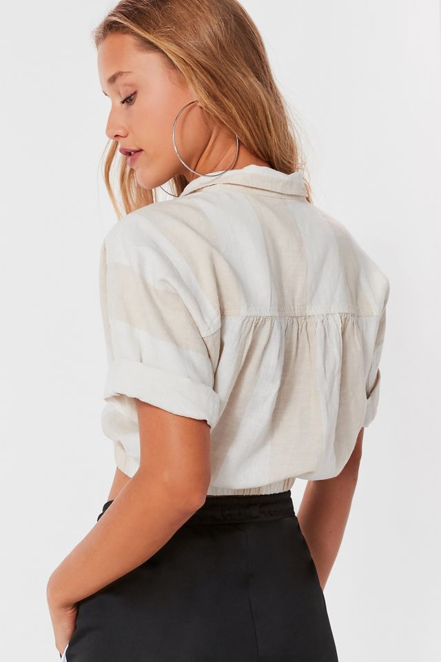 UO Jena Tie-Front Striped Blouse #2