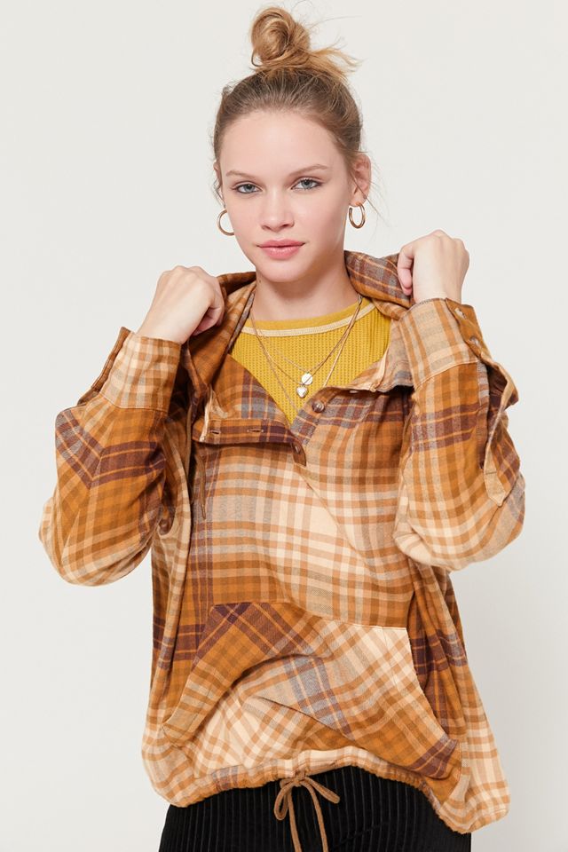 UO Alex Popover Check Sudadera con capucha de franela #3