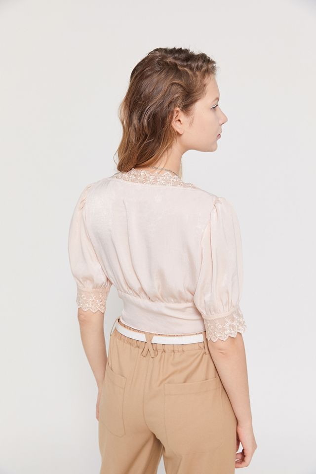UO Isabella Lace Trim Satin Blouse #3