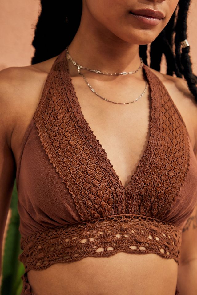 UO Brown Halterneck Crop Top #1