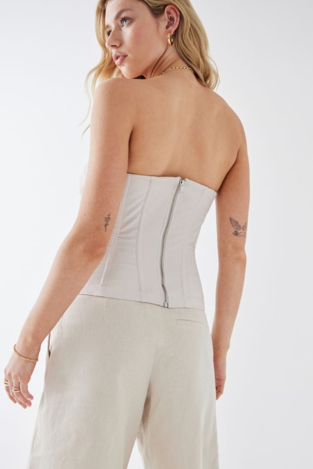 Missguided bandeau satin corset top in white