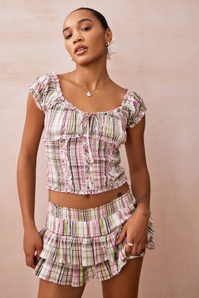 Kimchi Blue Nadia Checked Shirred Blouse #3