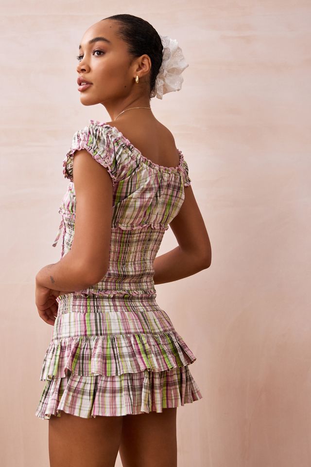 Kimchi Blue Nadia Checked Shirred Blouse #4