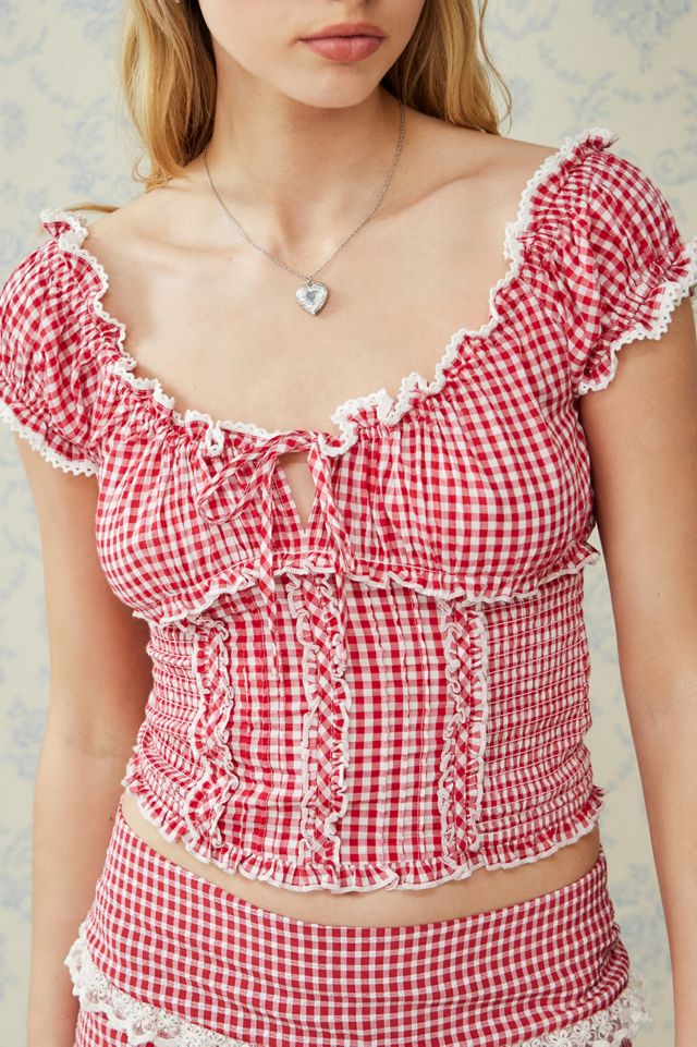 Kimchi Blue Nadia Gingham Shirred Blouse #5
