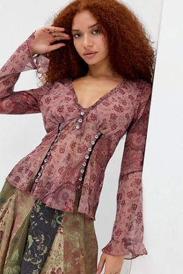Kimchi Blue Kate Langarm-Chiffon-Bluse