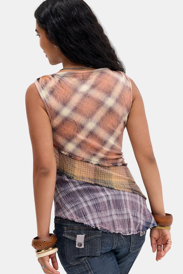 Top a canotta asimmetrico a quadri Jade BDG #3
