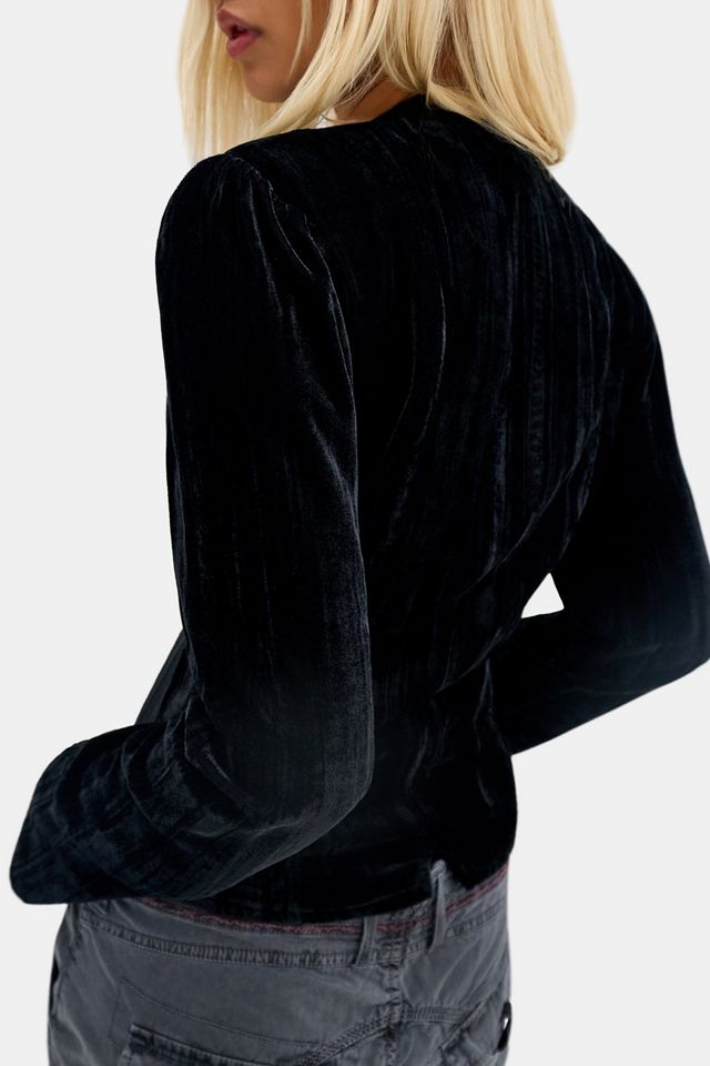 Blusa Utilitaria de Terciopelo Negro Light Before Dark #3