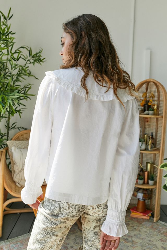 UO Bianco Joy Collare Blusa #1