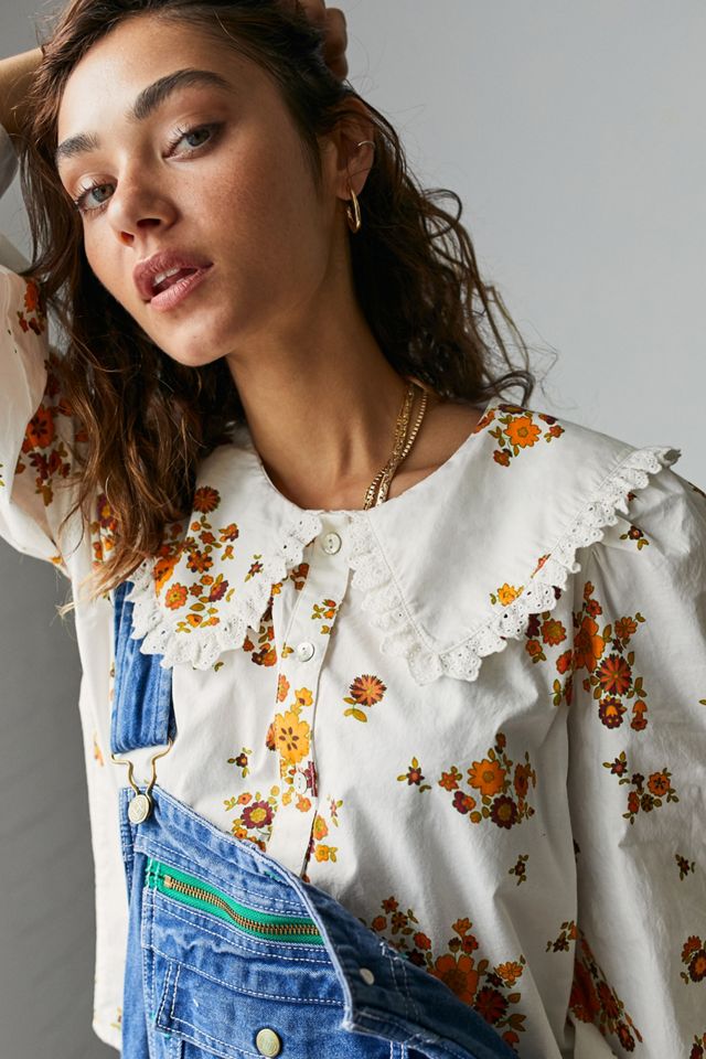 UO - Blouse col Claudine Quinn à fleurs jaune #1