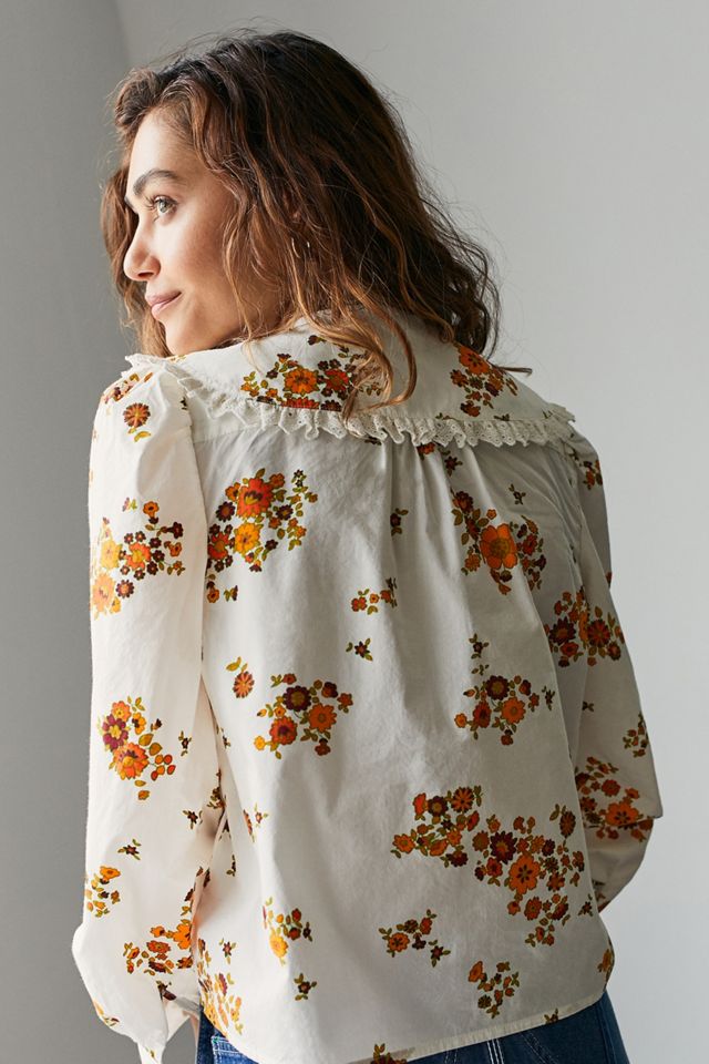UO - Blouse col Claudine Quinn à fleurs jaune #3
