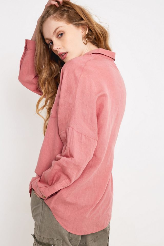 UO Pink Linen Button-Through Shirt #2