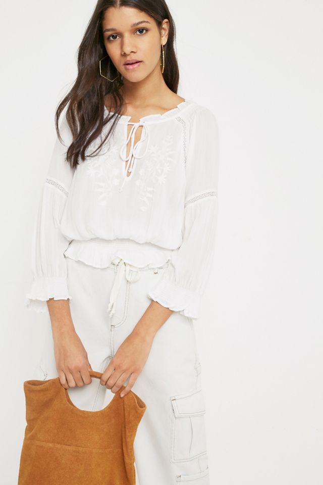 UO Robyn White Boho Blouse #1