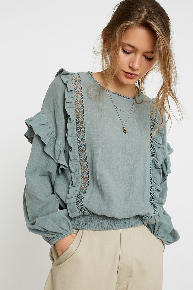 UO Victoriana Eyelet Blouse | Urban Outfitters UK