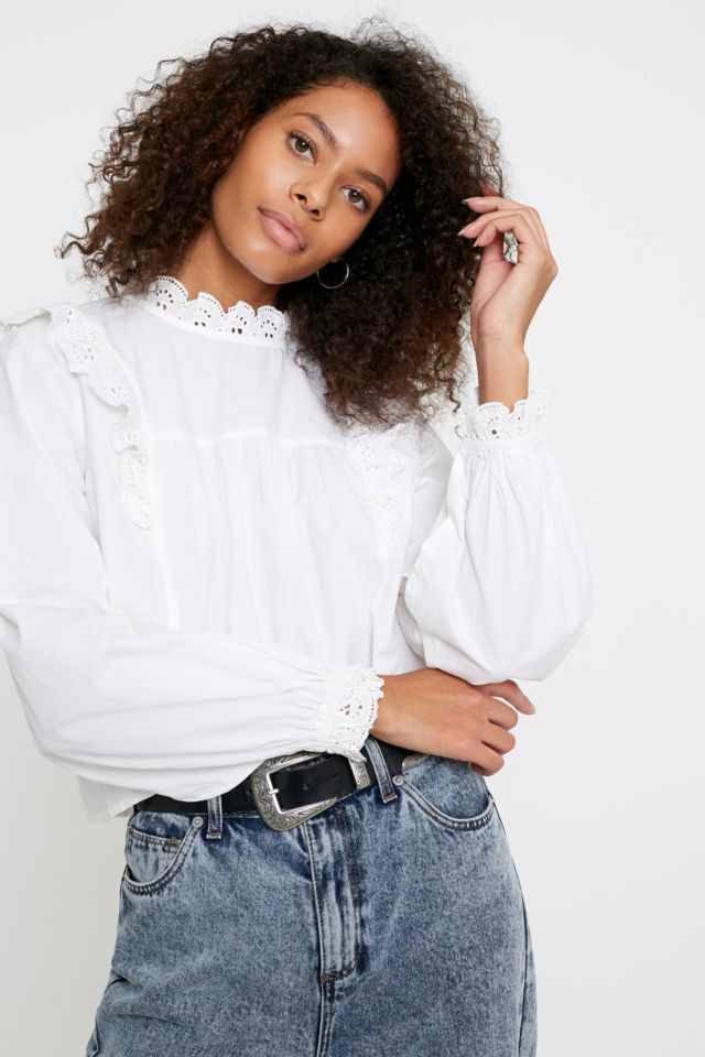 UO Broderie Babydoll Blouse | Urban Outfitters UK