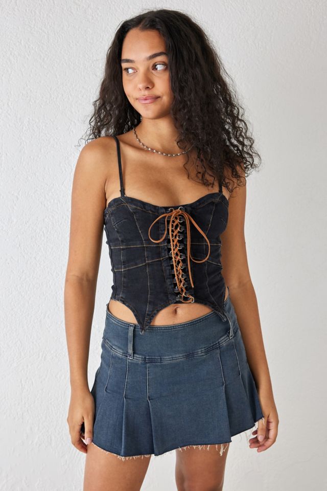 BDG Lace-Up Denim Corset