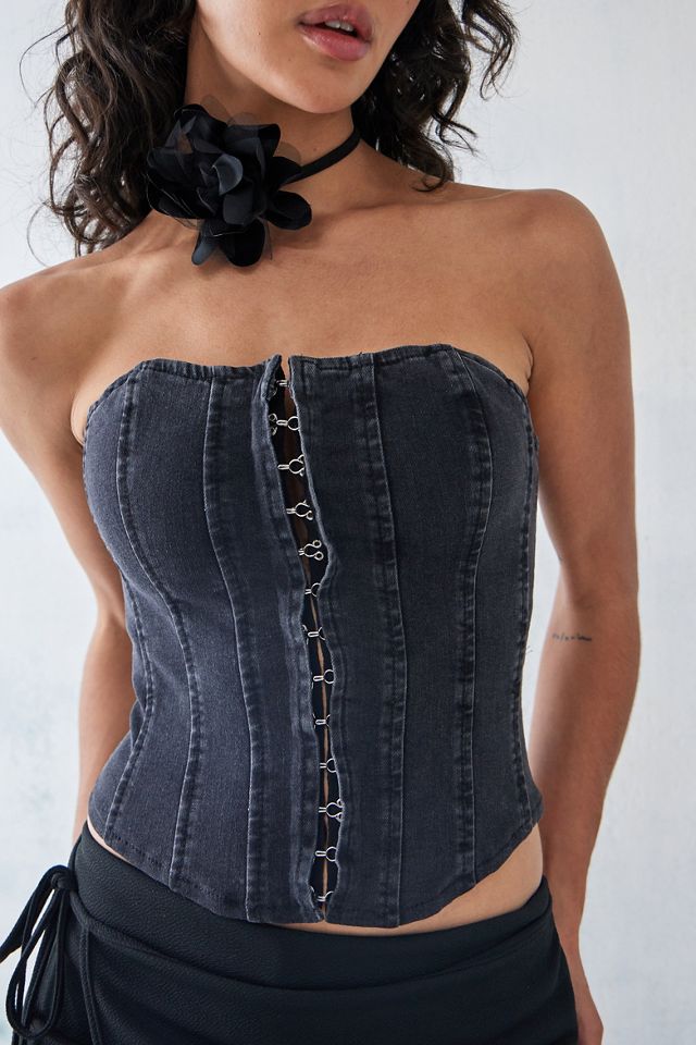 Haut corset à lacets en denim Luna BDG #1