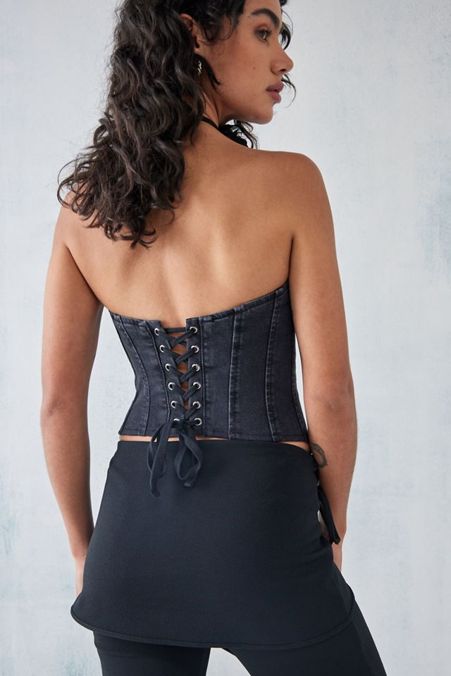 Haut corset à lacets en denim Luna BDG #3