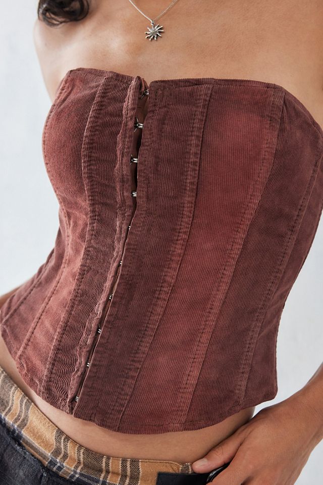 BDG Corduroy Luna Lace-Up Corset Top #2