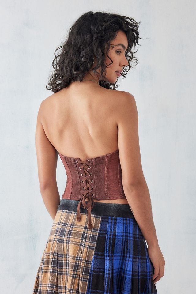 BDG Corduroy Luna Lace-Up Corset Top #3